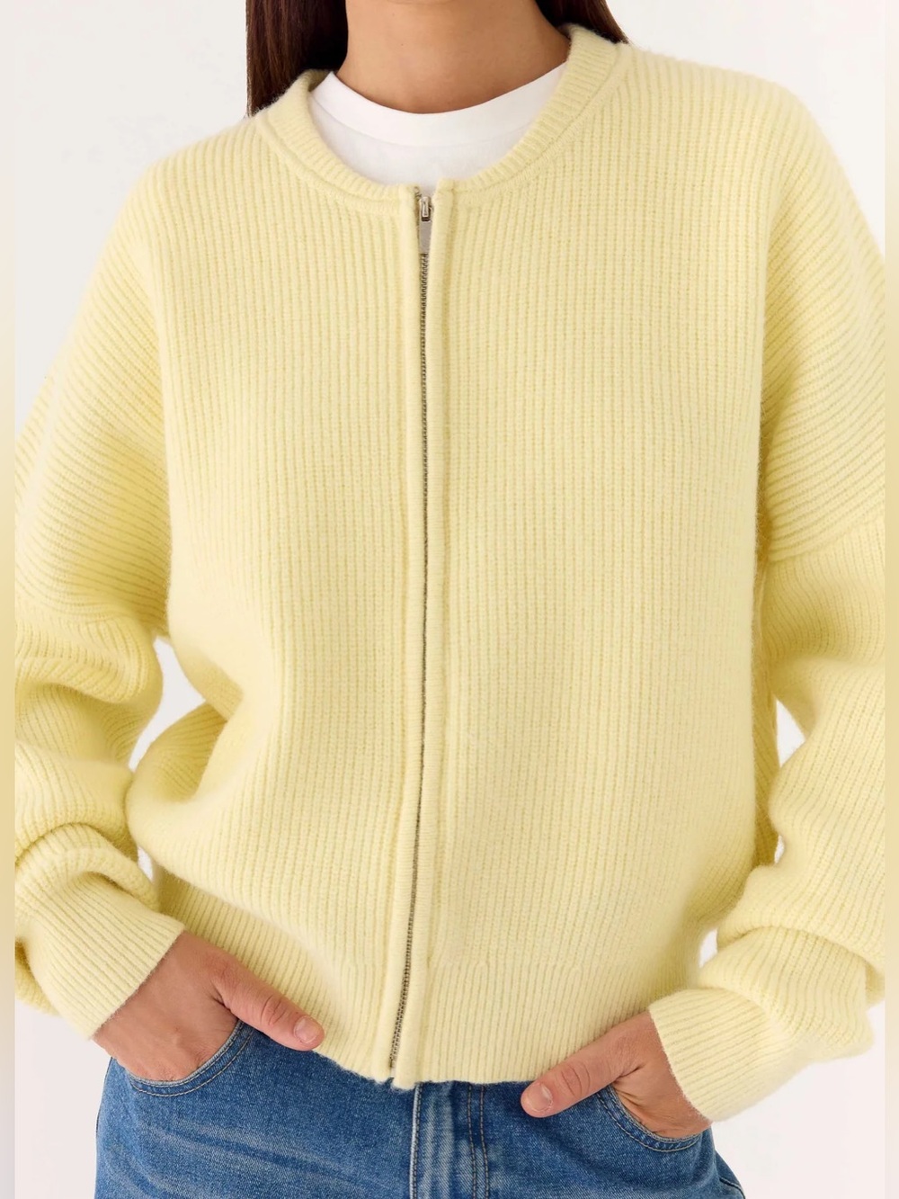 NWT CODI ZIP JUMPER Ribbed Sweater Cardigan PASTEL Pale Yellow PepperMayo Showpo